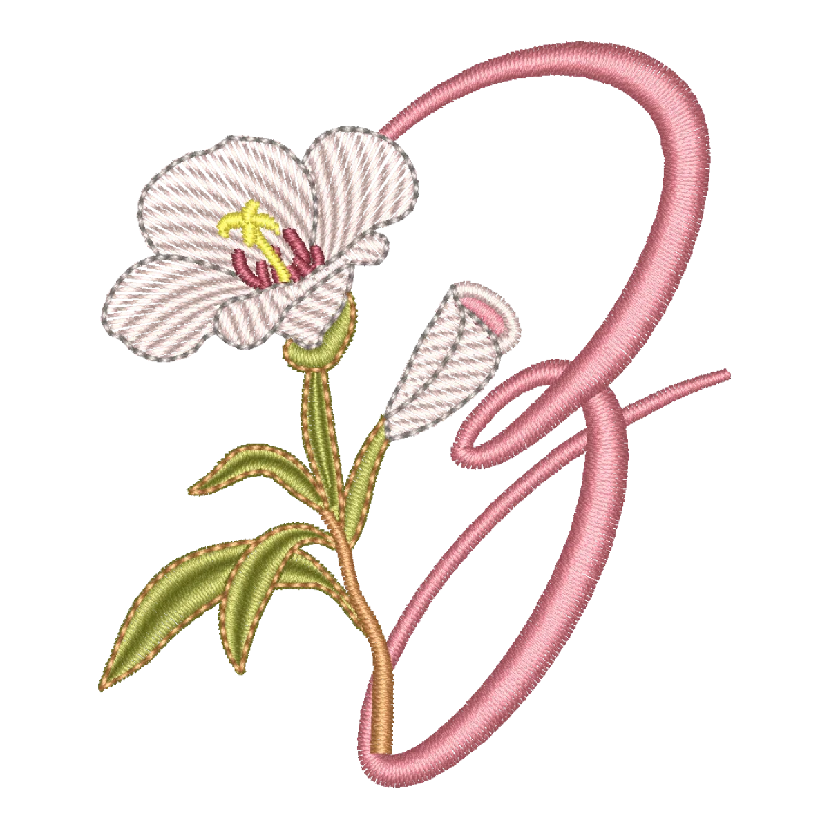 Matriz de Bordado Letra Z Floral Alfabeto Galhos - Pontos Leves
