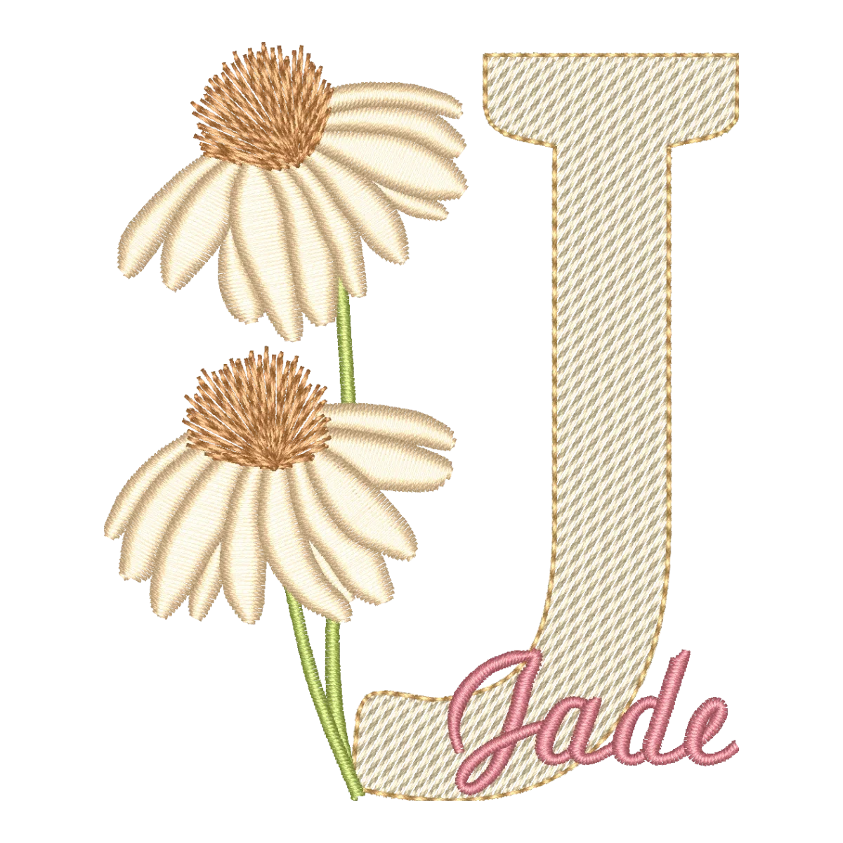 Matriz de Bordado Letra J Floral Margarida