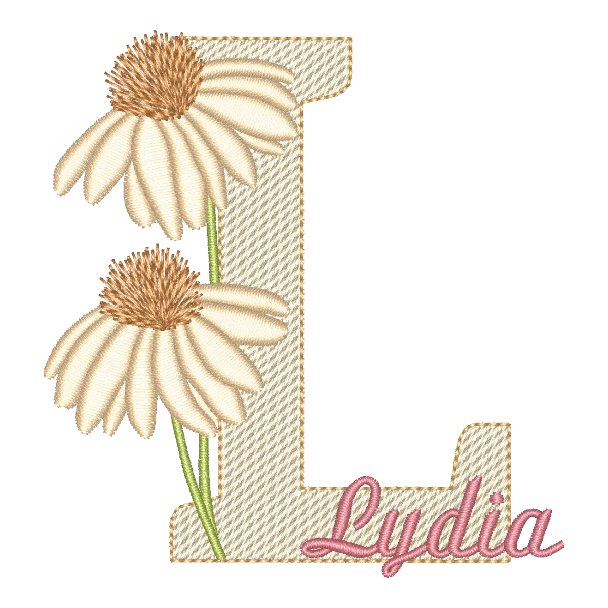 Matriz de Bordado Letra L Floral Margarida