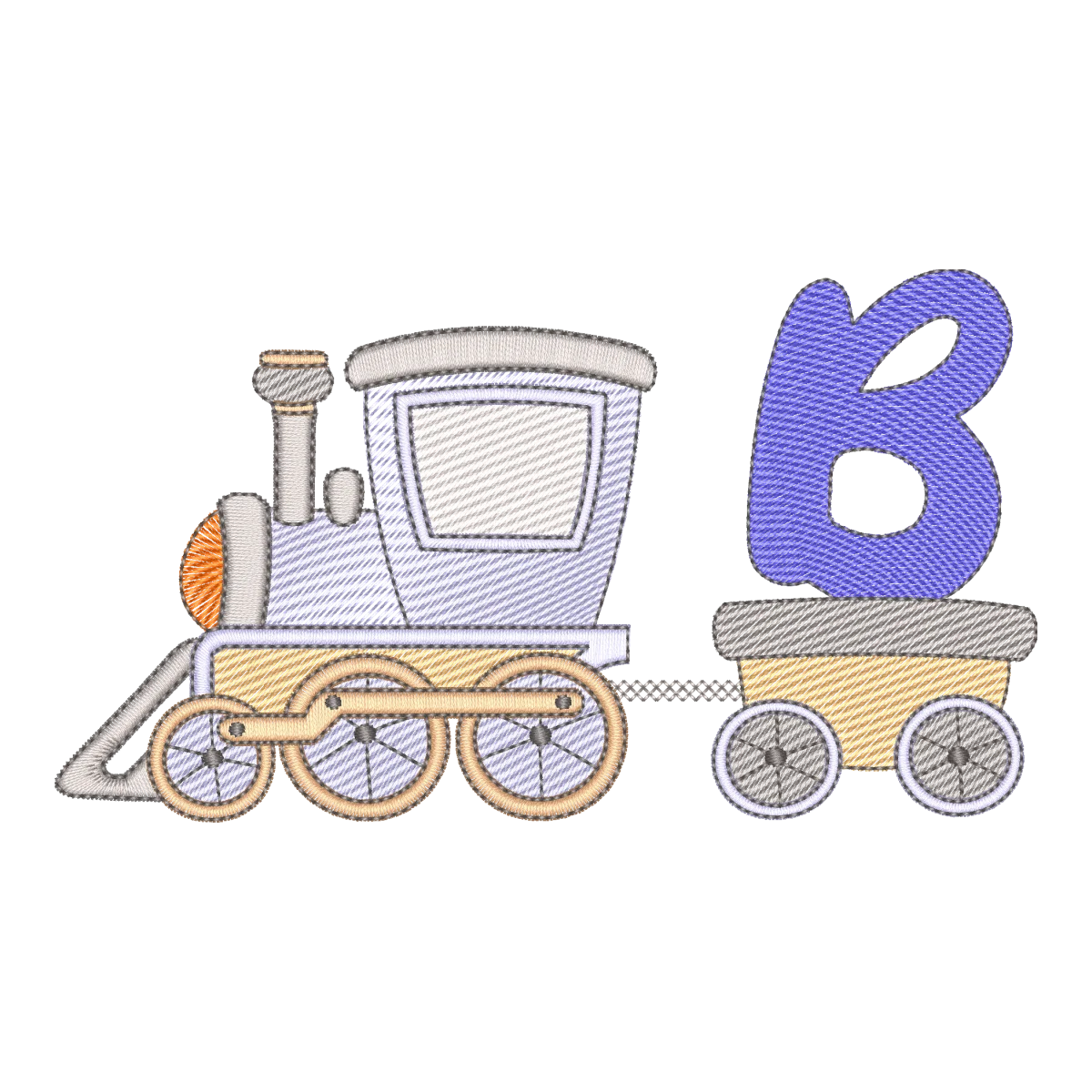 Matriz de Bordado Trem do Alfabeto Letra B - Pontos Leves