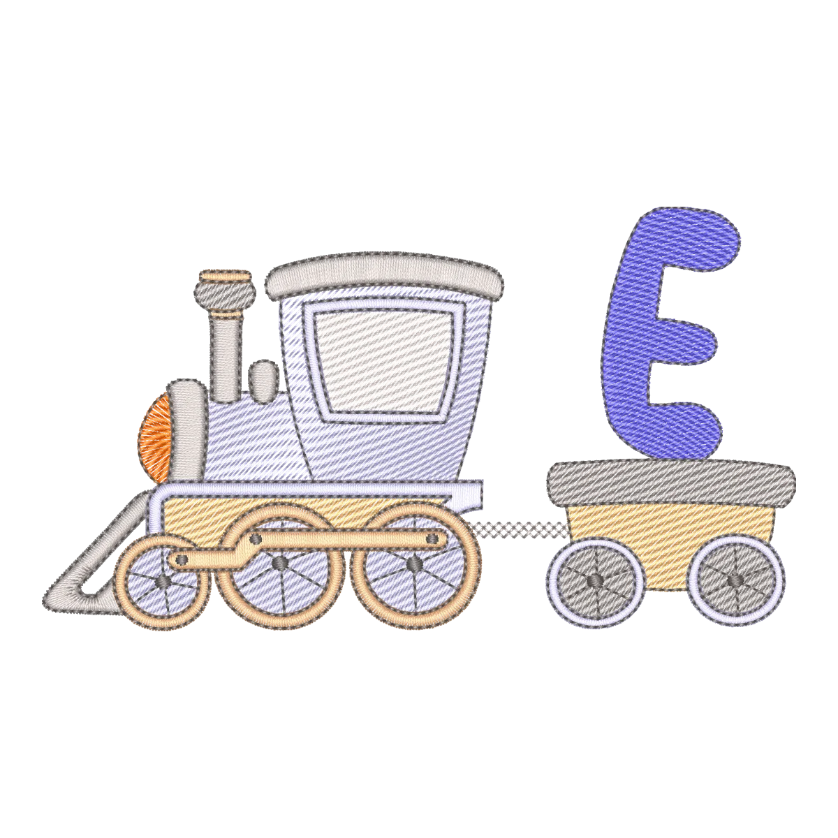 Matriz de Bordado Trem do Alfabeto Letra E - Pontos Leves e Download Imediato