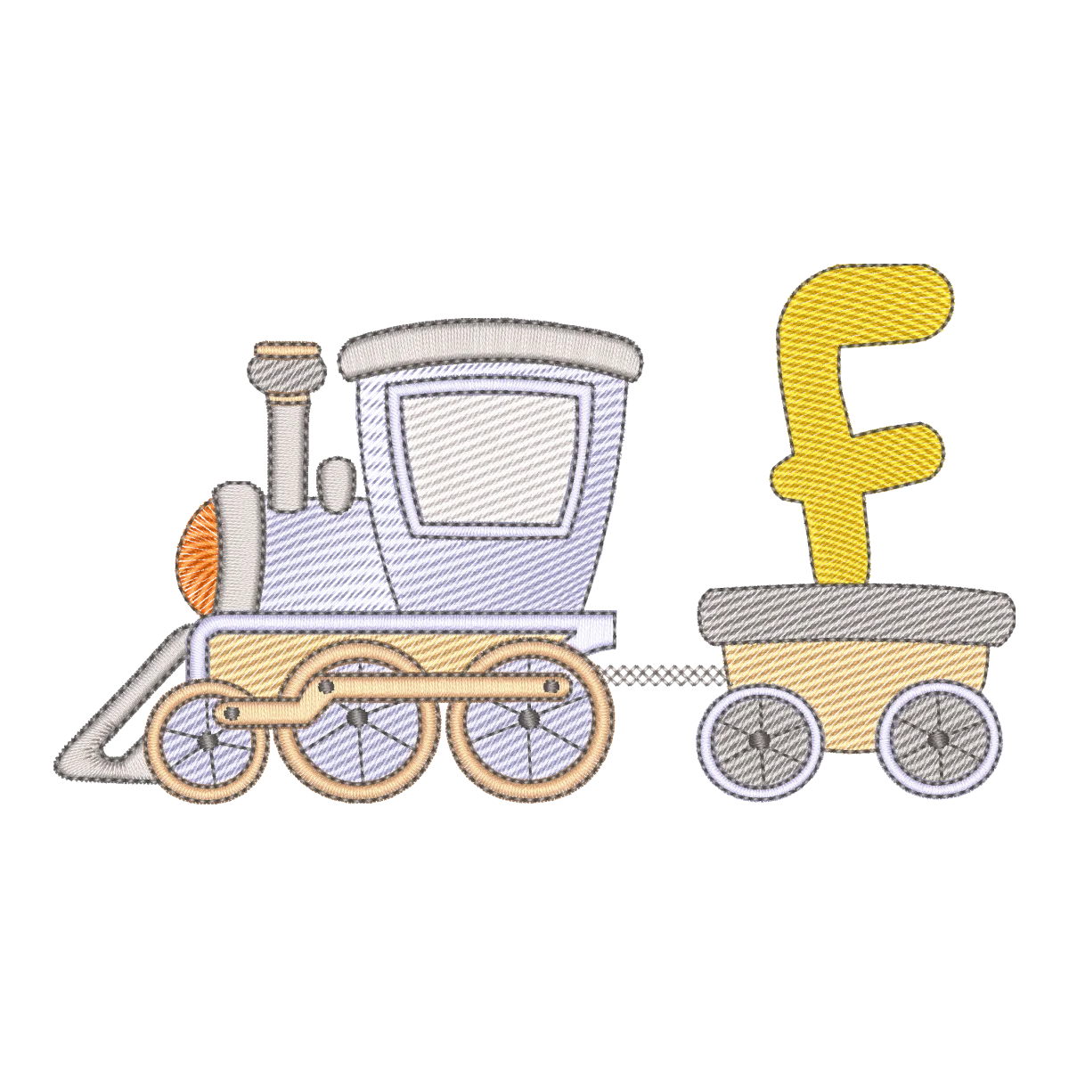 Matriz de Bordado Trem do Alfabeto Letra F - Pontos Leves