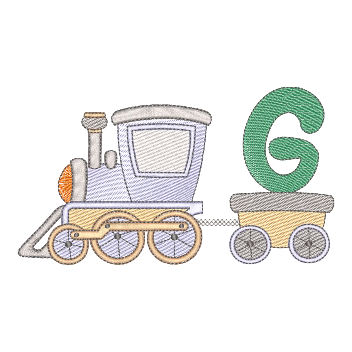 Matriz de Bordado Trem com Letra G - Coleção Alfabeto Infantil