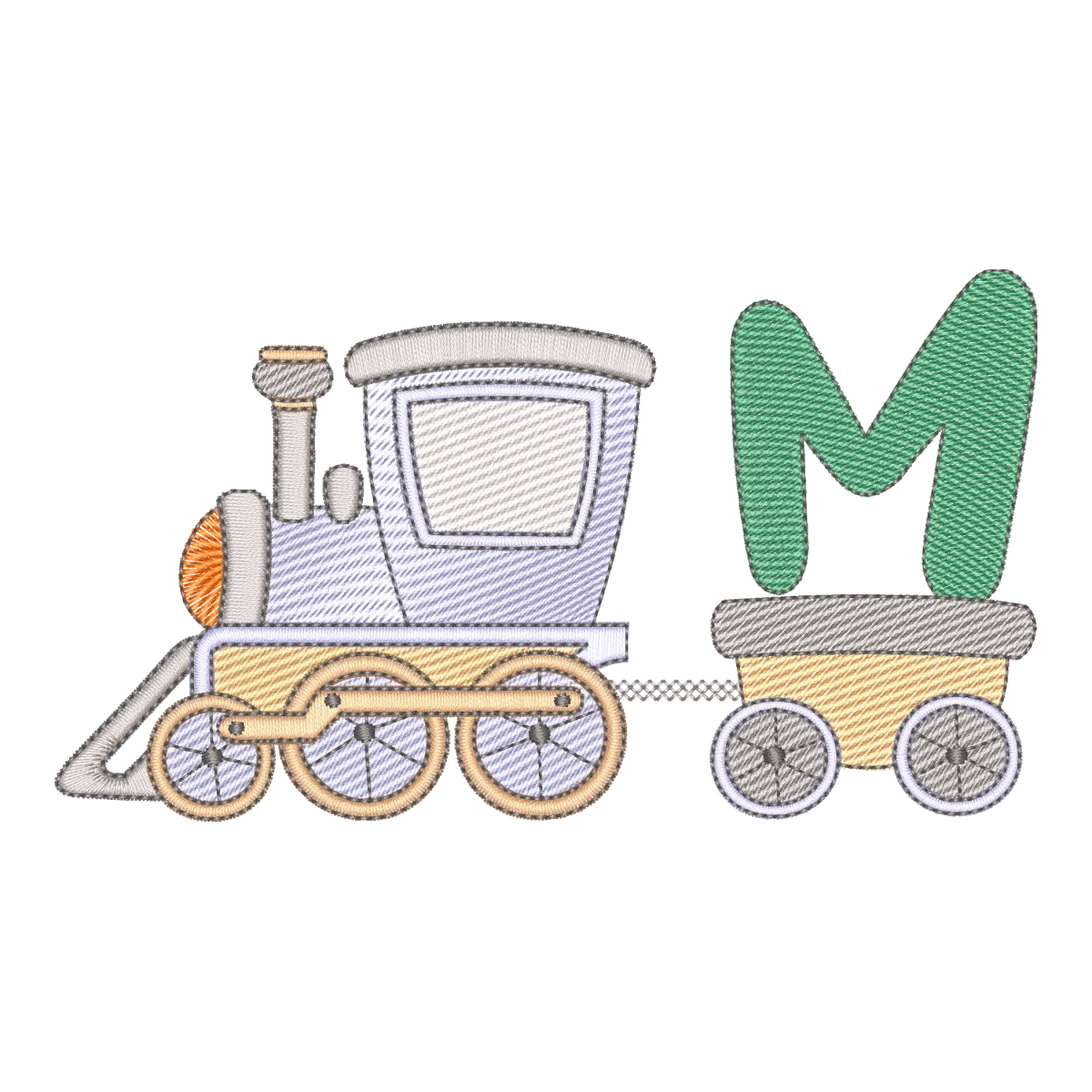 Matriz de Bordado Trem com Vagão Letra M