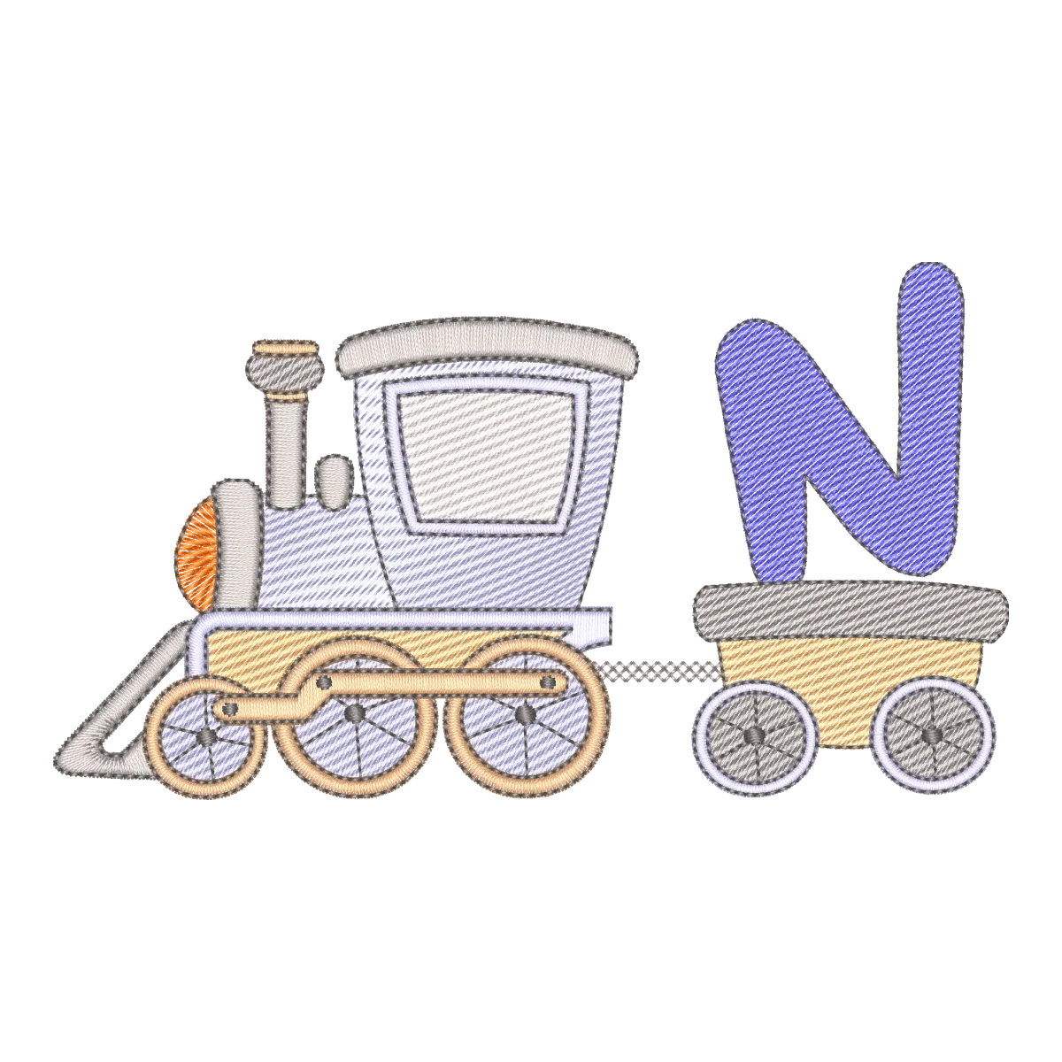 Matriz de Bordado Trem com Letra N - Coleção Alfabeto