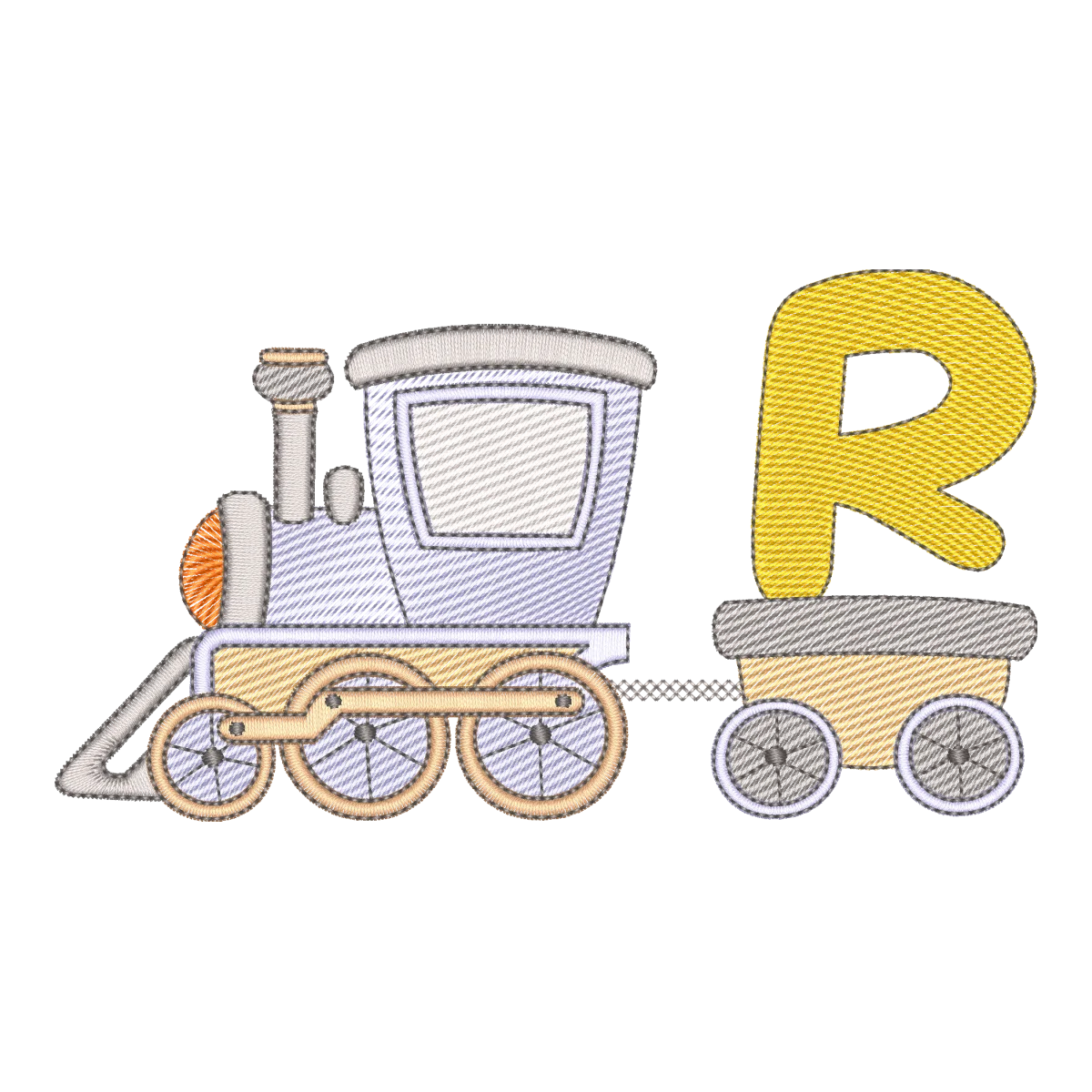 Matriz de Bordado Alfabeto Trem Letra R Encantada - Pontos Leves
