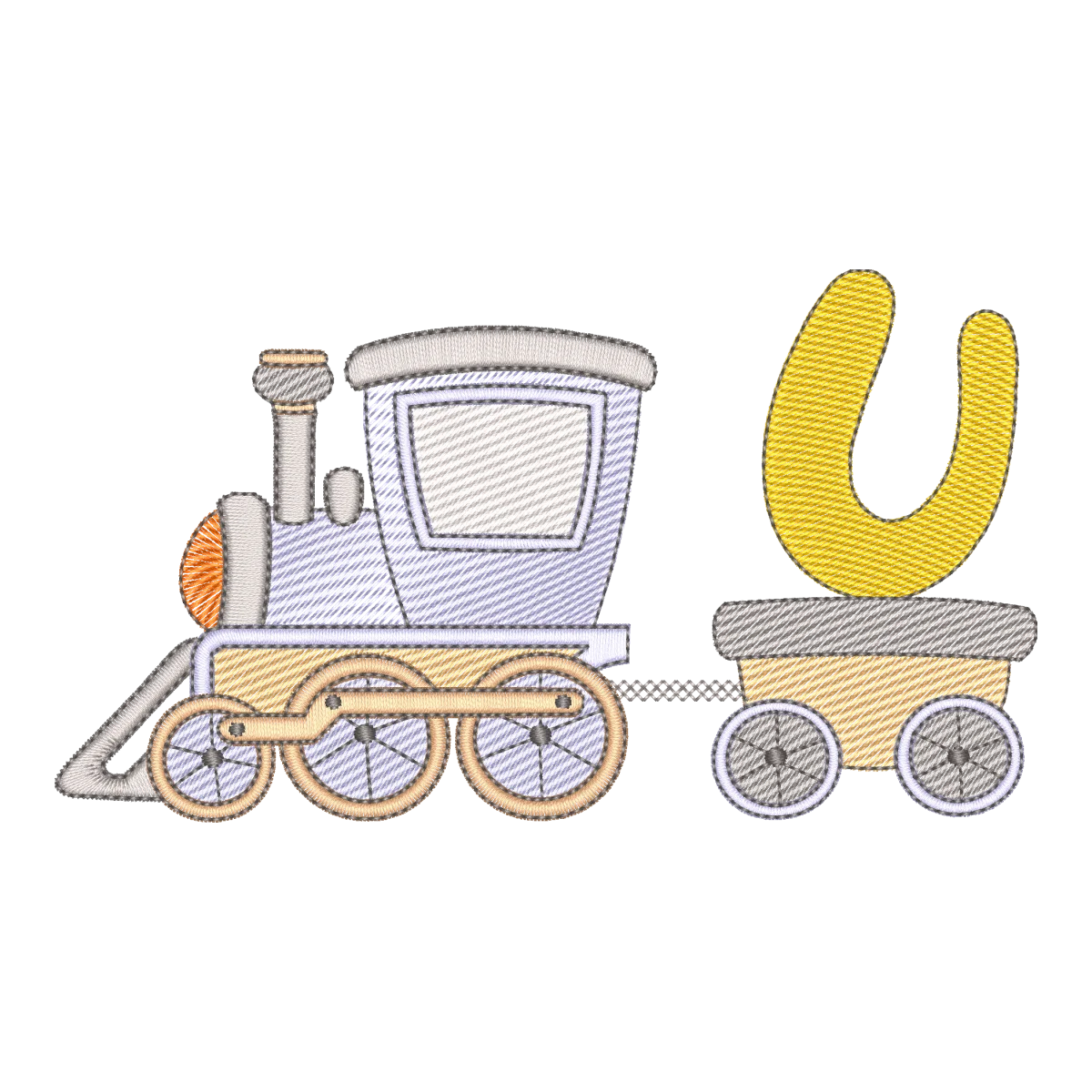 Matriz de Bordado Letra U Trem do Alfabeto - Pontos Leves