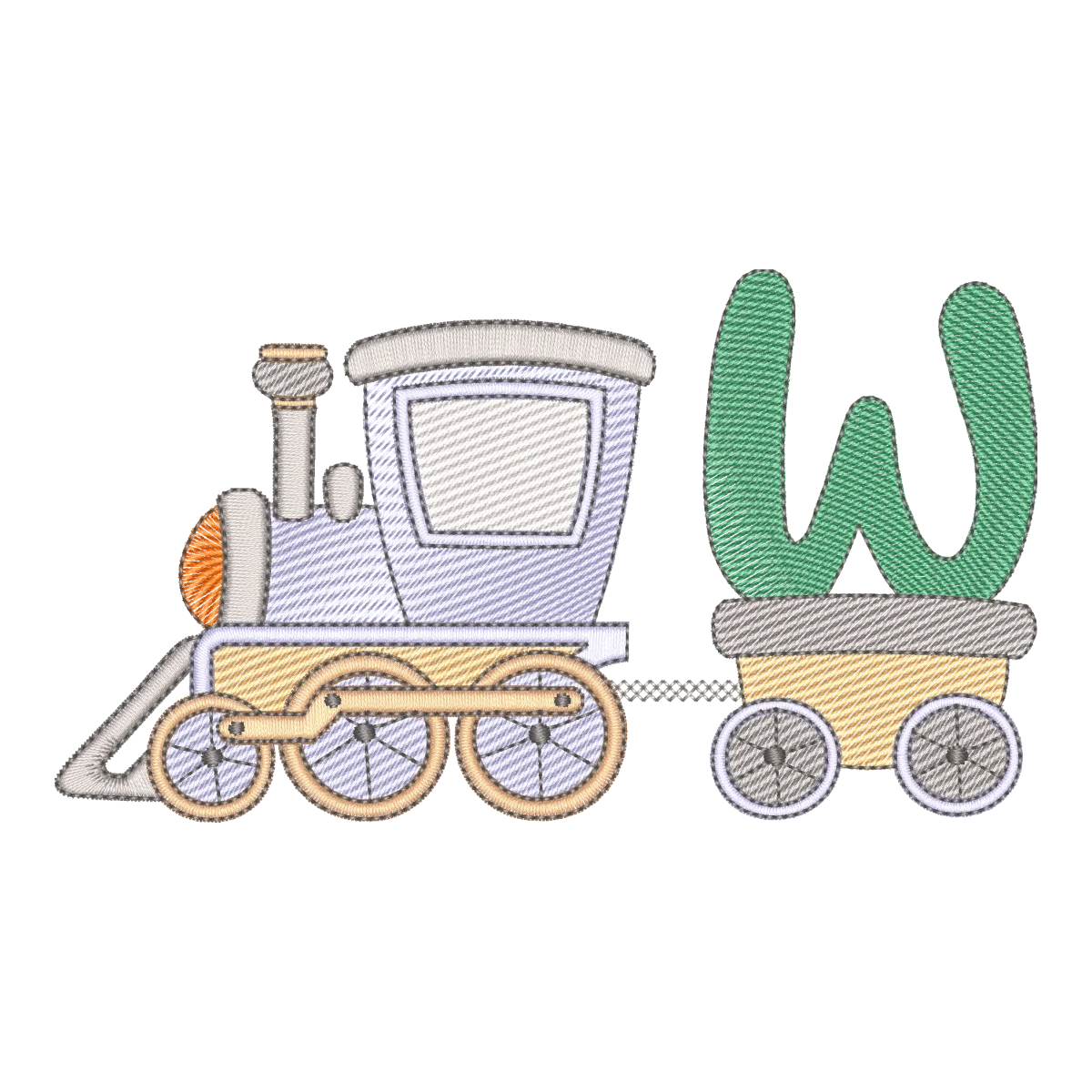 Matriz de Bordado Trem do Alfabeto Letra W - Pontos Leves