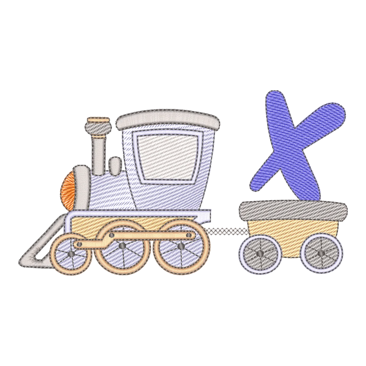 Matriz de Bordado Trem com Letra X - Alfabeto Infantil