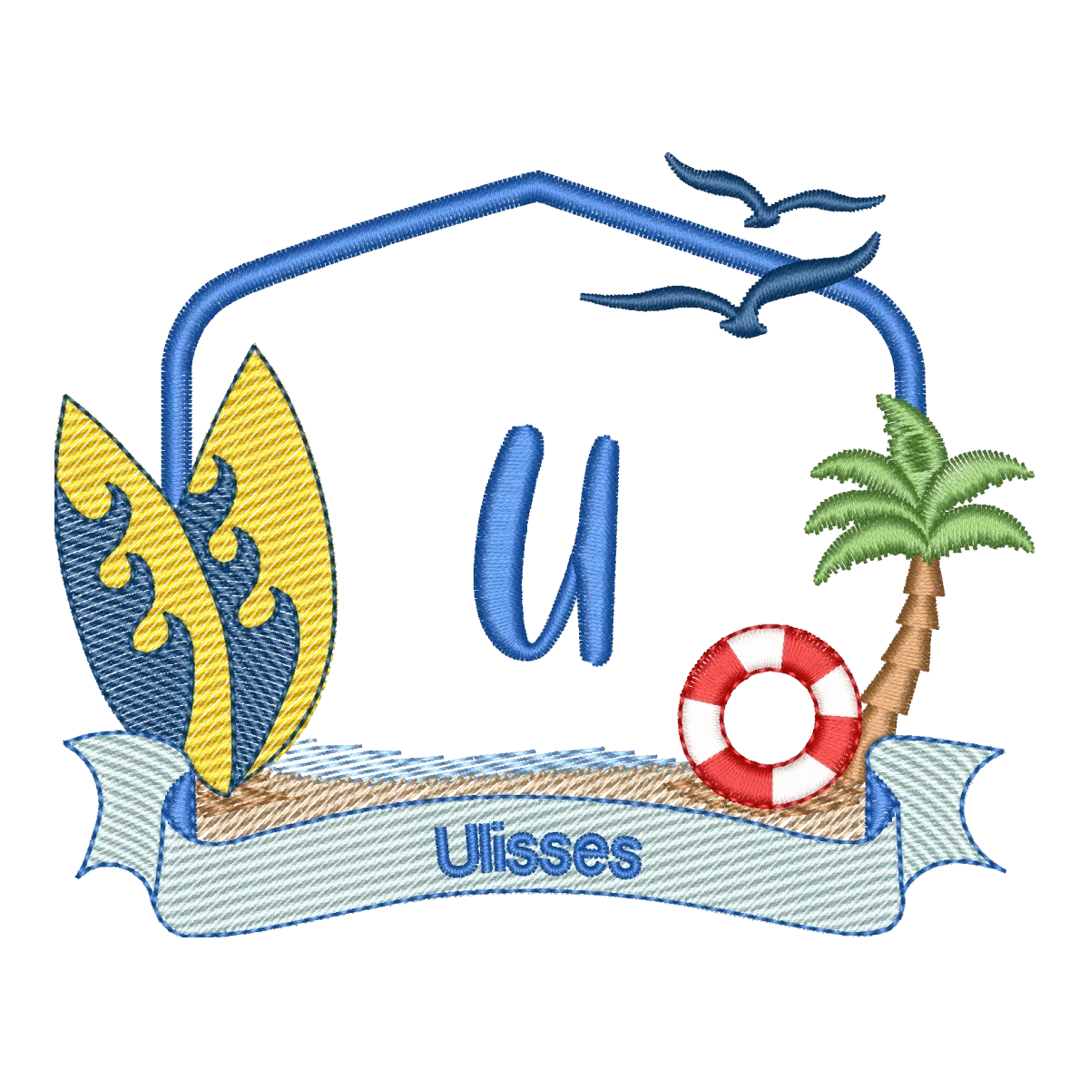Monograma U Náutico - Coleção Alfabeto Praia Masculino