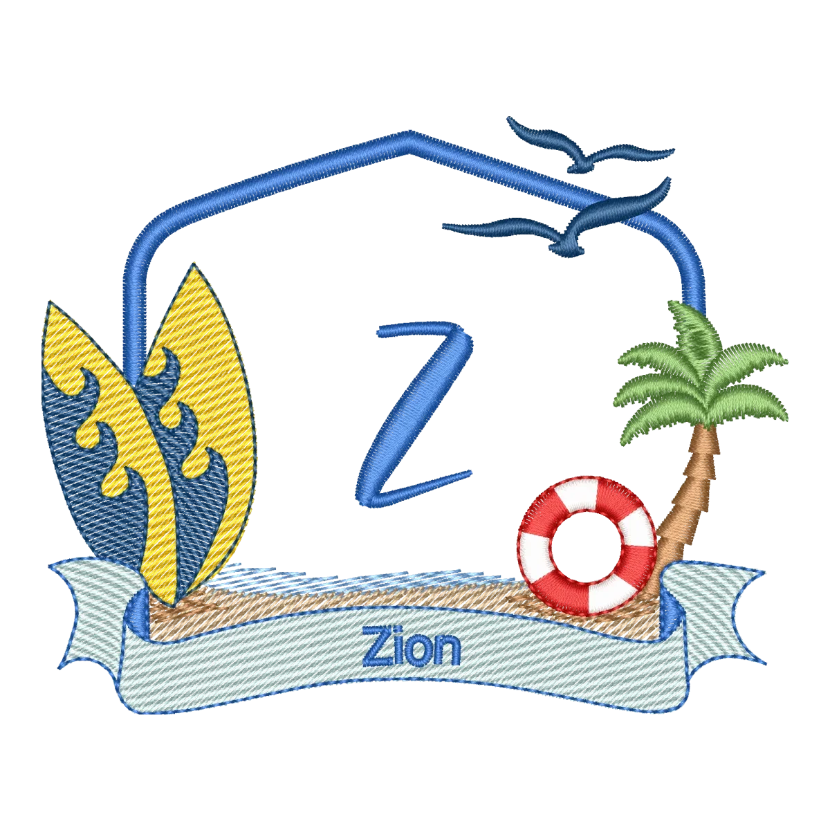 Monograma Z Praia: Aventura Náutica em Bordado