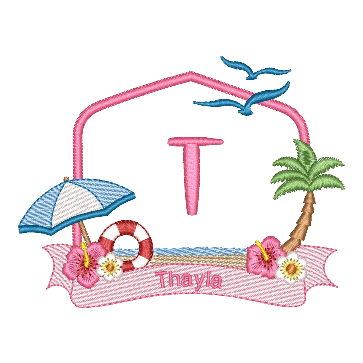 Monograma T Tropical: Alfabeto Praia Mulher