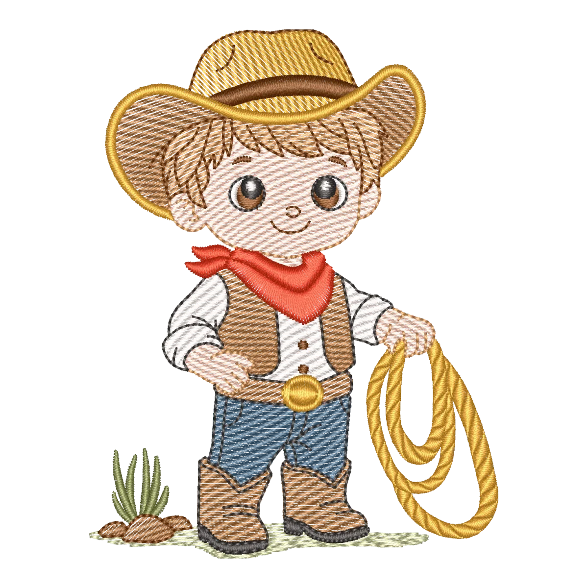 Matriz de Bordado Menino Cowboy Country - Pontos Leves e Download Imediato