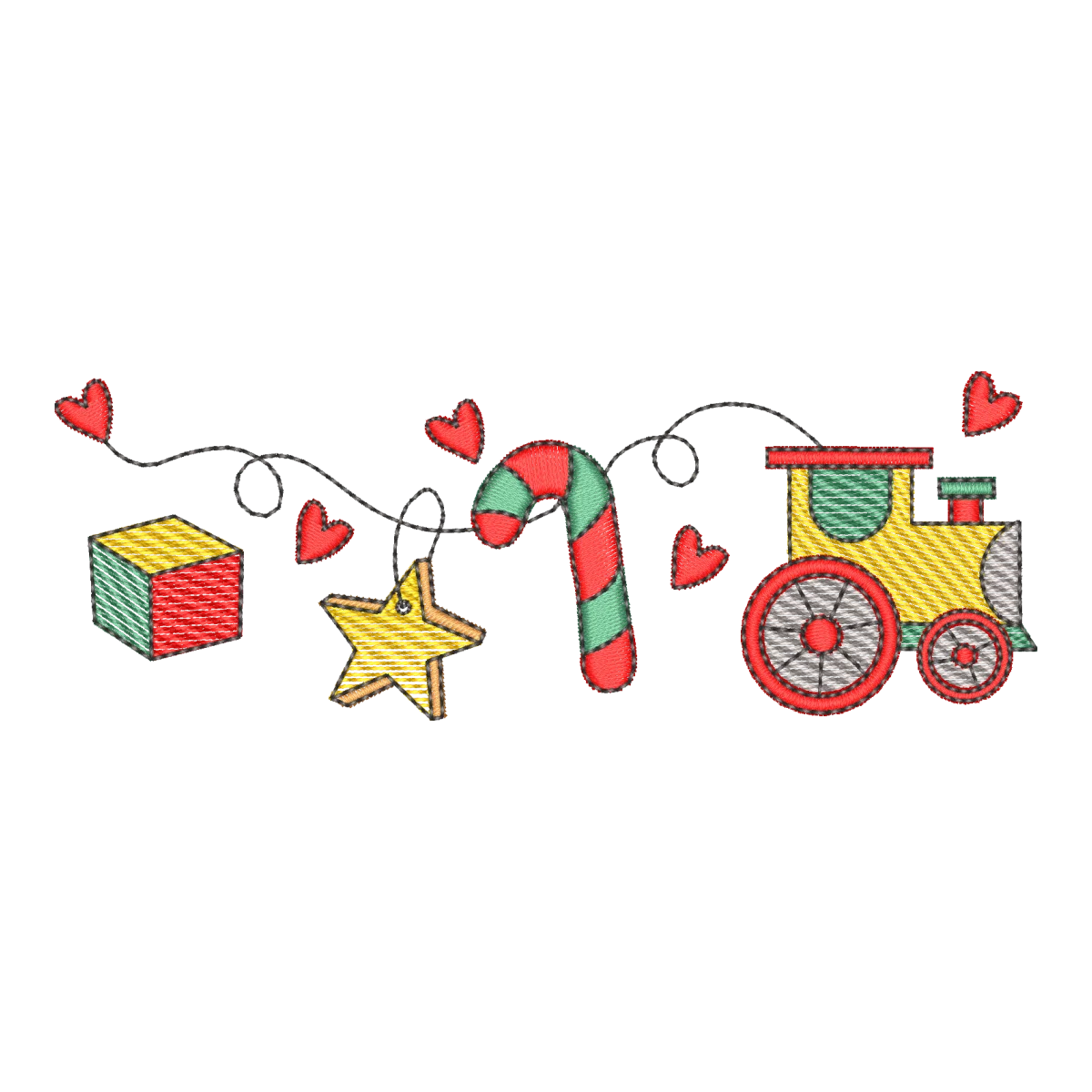 Matriz de Bordado Trem de Natal Festivo - Pontos Leves e Download Imediato