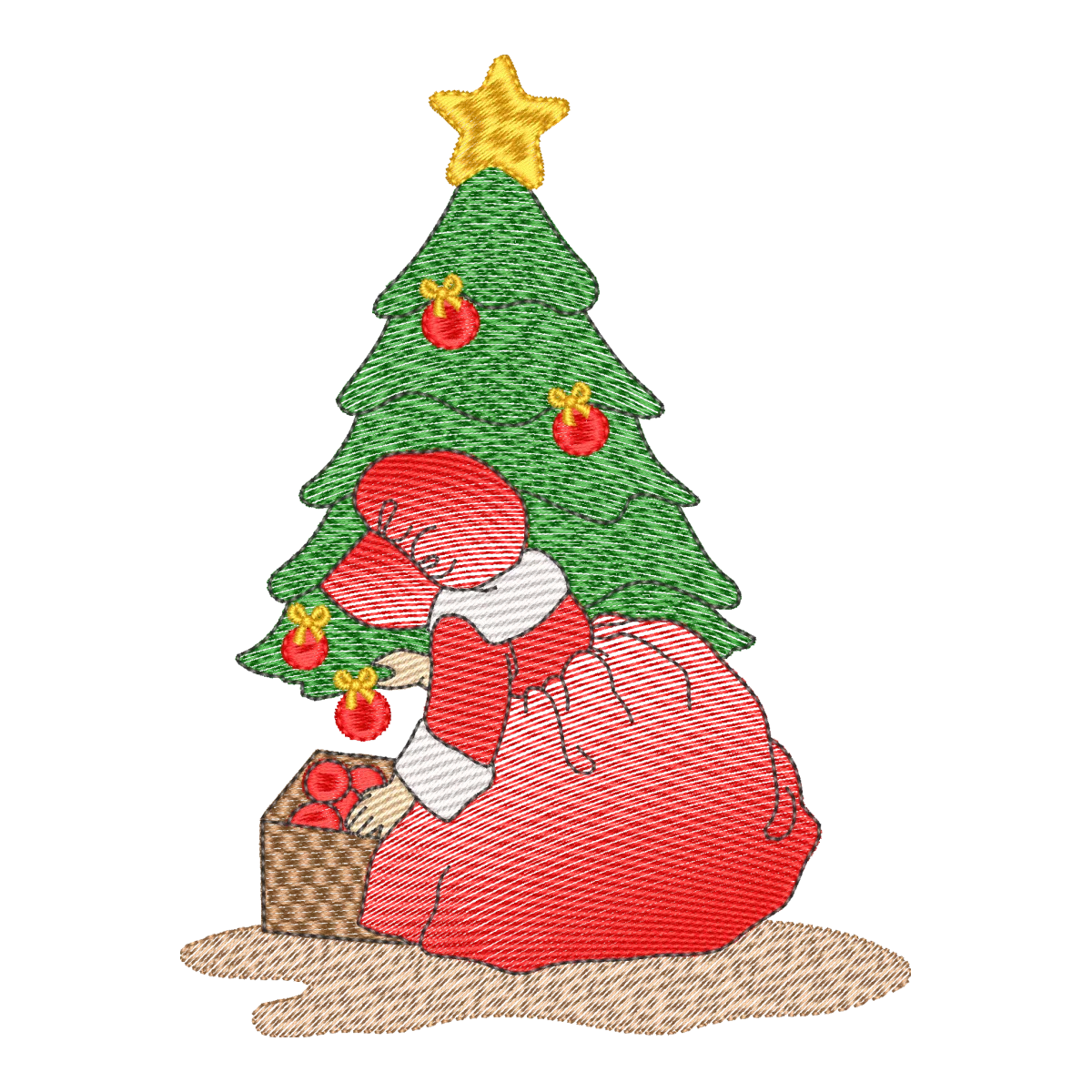 Matriz de Bordado Menina com Árvore de Natal - Pontos Leves