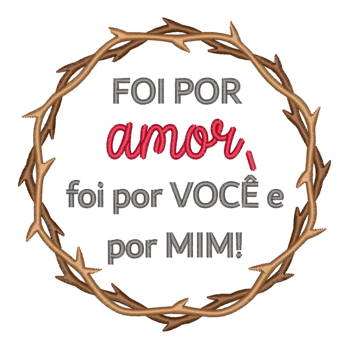 Matriz de Bordado Páscoa 'Foi Por Amor' - Coroa de Espinhos com Pontos Leves