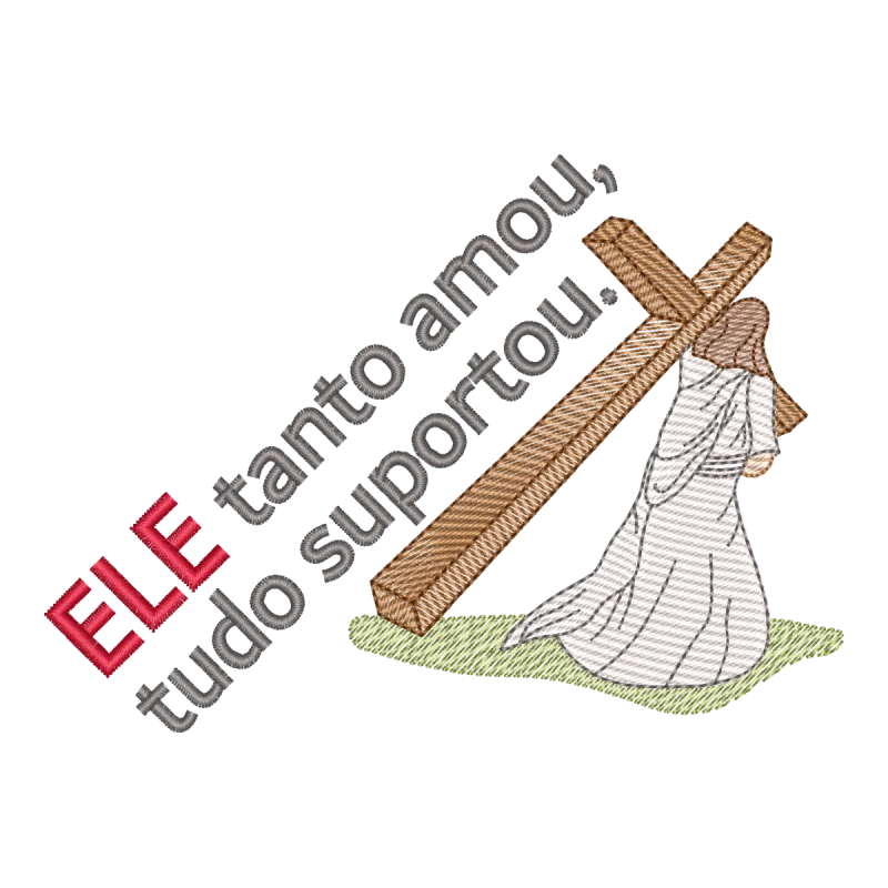 Matriz de Bordado Páscoa: Ele Tanto Amou - Pontos Leves