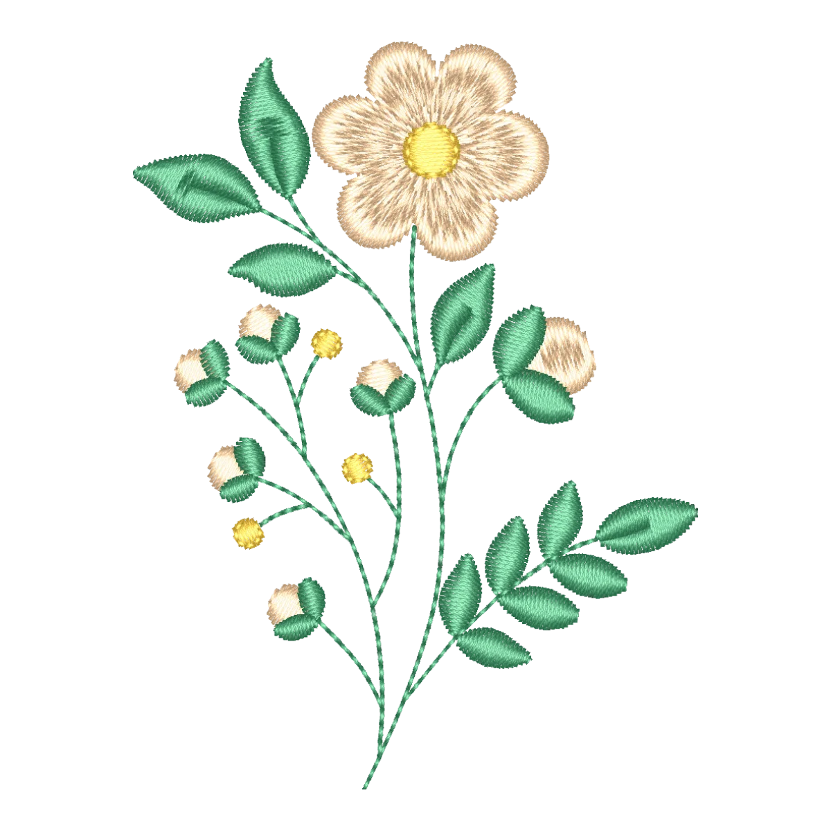 Matriz de Bordado Ramalhete com Flor Delicada - Pontos Leves