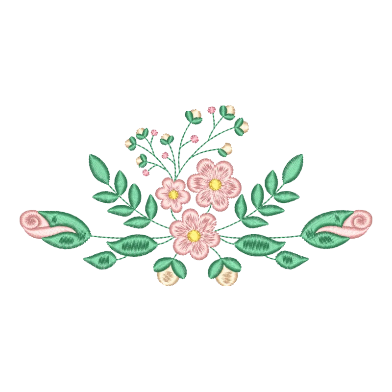Matriz de Bordado Ramalhete Floral Delicado com Botões de Rosas