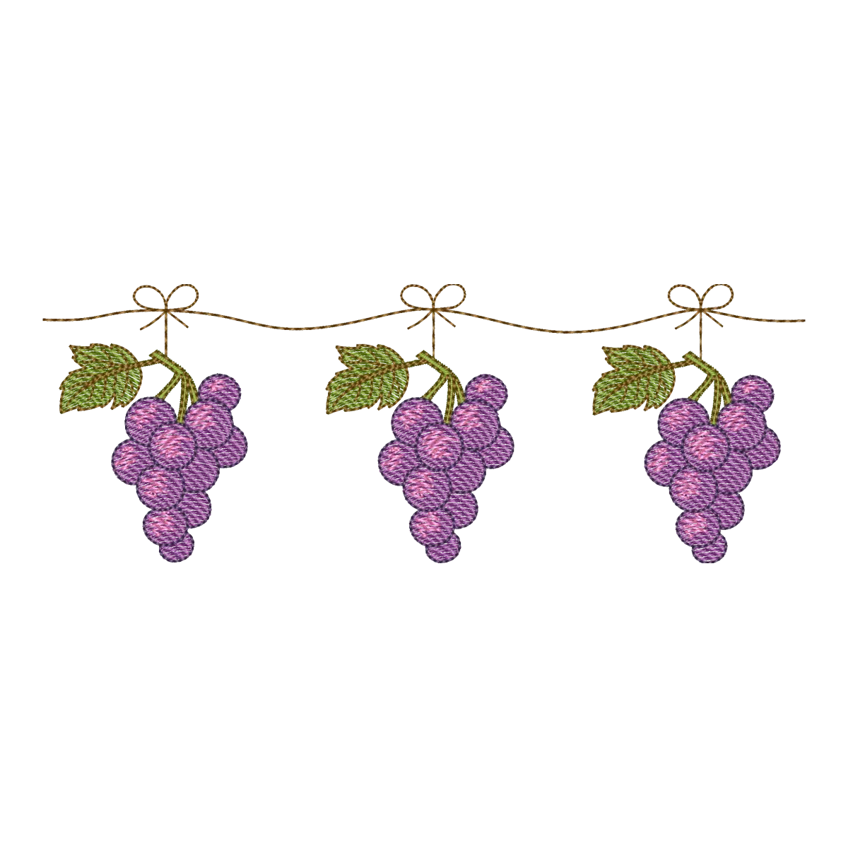 Matriz de Bordado Cacho de Uva com Laços - Coleção Frutas Silvestres