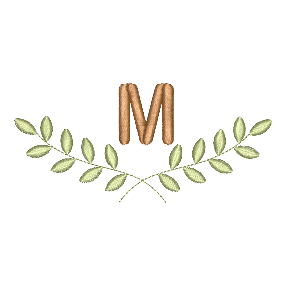 Matriz de Bordado Monograma Ramo Elegante com Letra Personalizável - Pontos & Formas