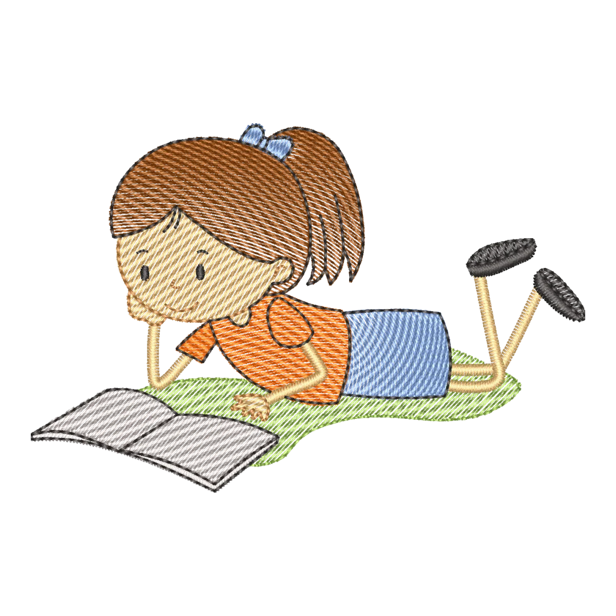Matriz de Bordado Menina Leitora: Encanto Volta às Aulas - Pontos & Formas