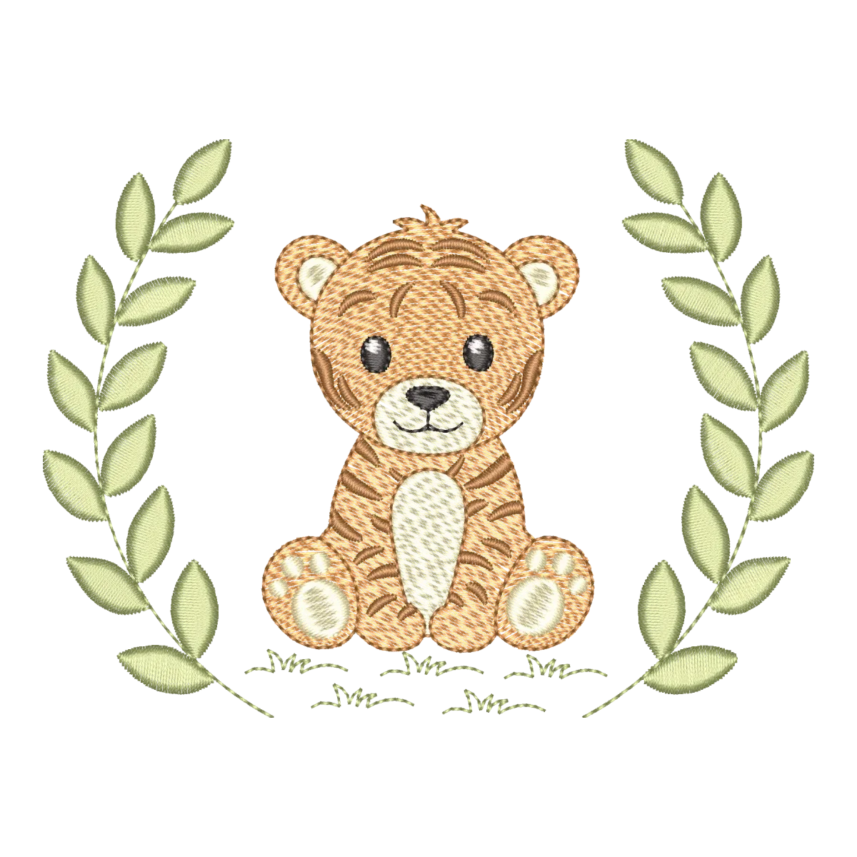Matriz de Bordado Tigre no Ramo Encantado - Pontos & Formas
